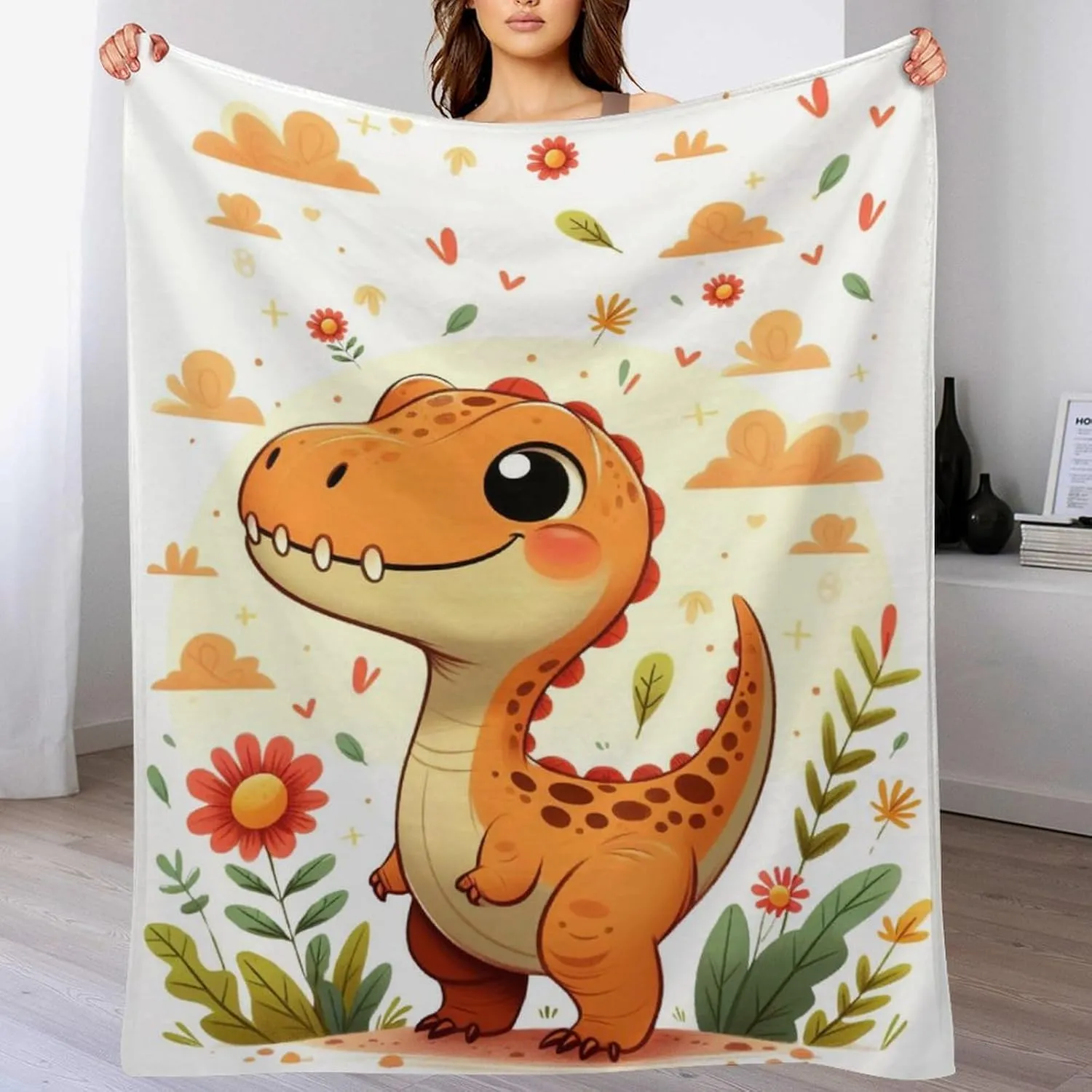 Dinosaur Throw Blanket - Soft Flannel Dinosaur Blankets for Girls Boys Kids Dinosaur Lovers - Warm Dinosaur Throw Blankets for All Season Lap, Chair, Sofa - 50"x40"