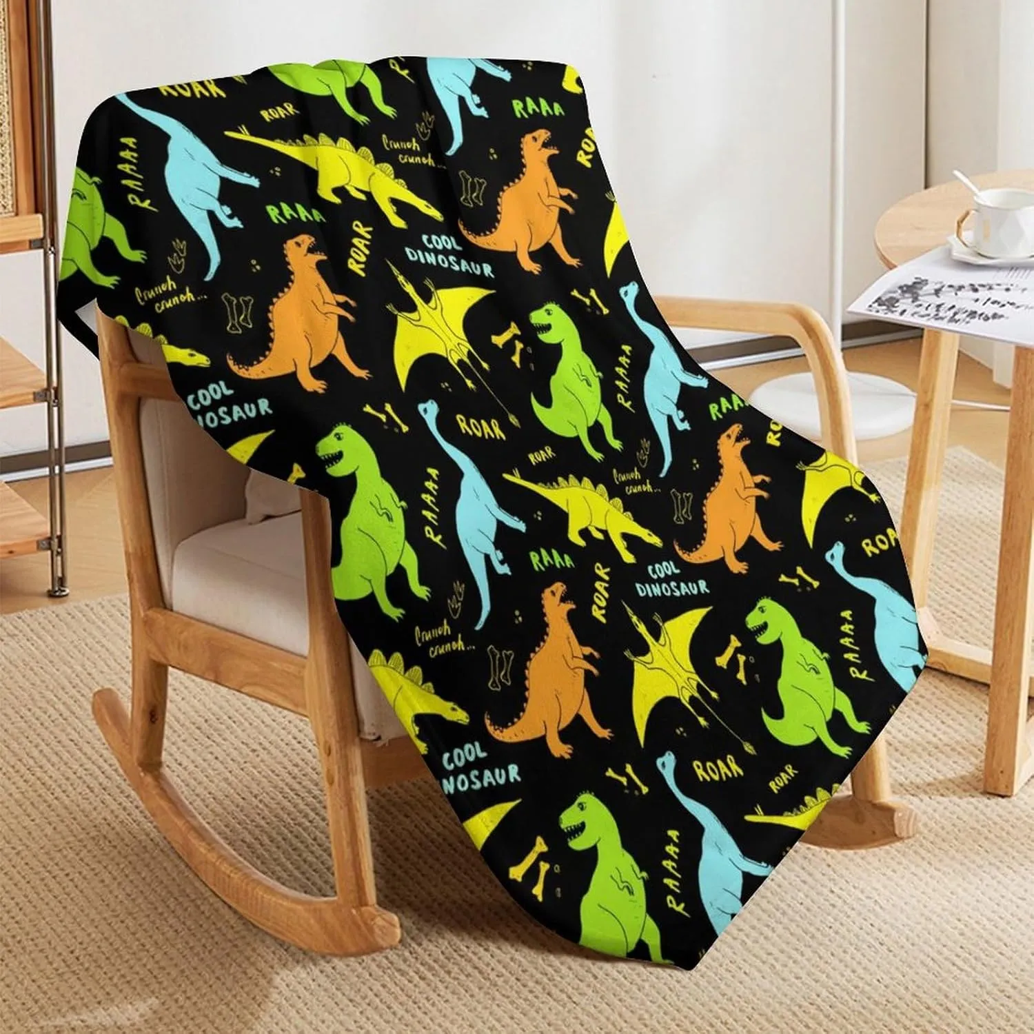 Dinosaur Throw Blanket - Soft Flannel Dinosaur Blankets for Girls Boys Kids Dinosaur Lovers - Warm Dinosaur Throw Blankets for All Season Lap, Chair, Sofa - 50"x40"
