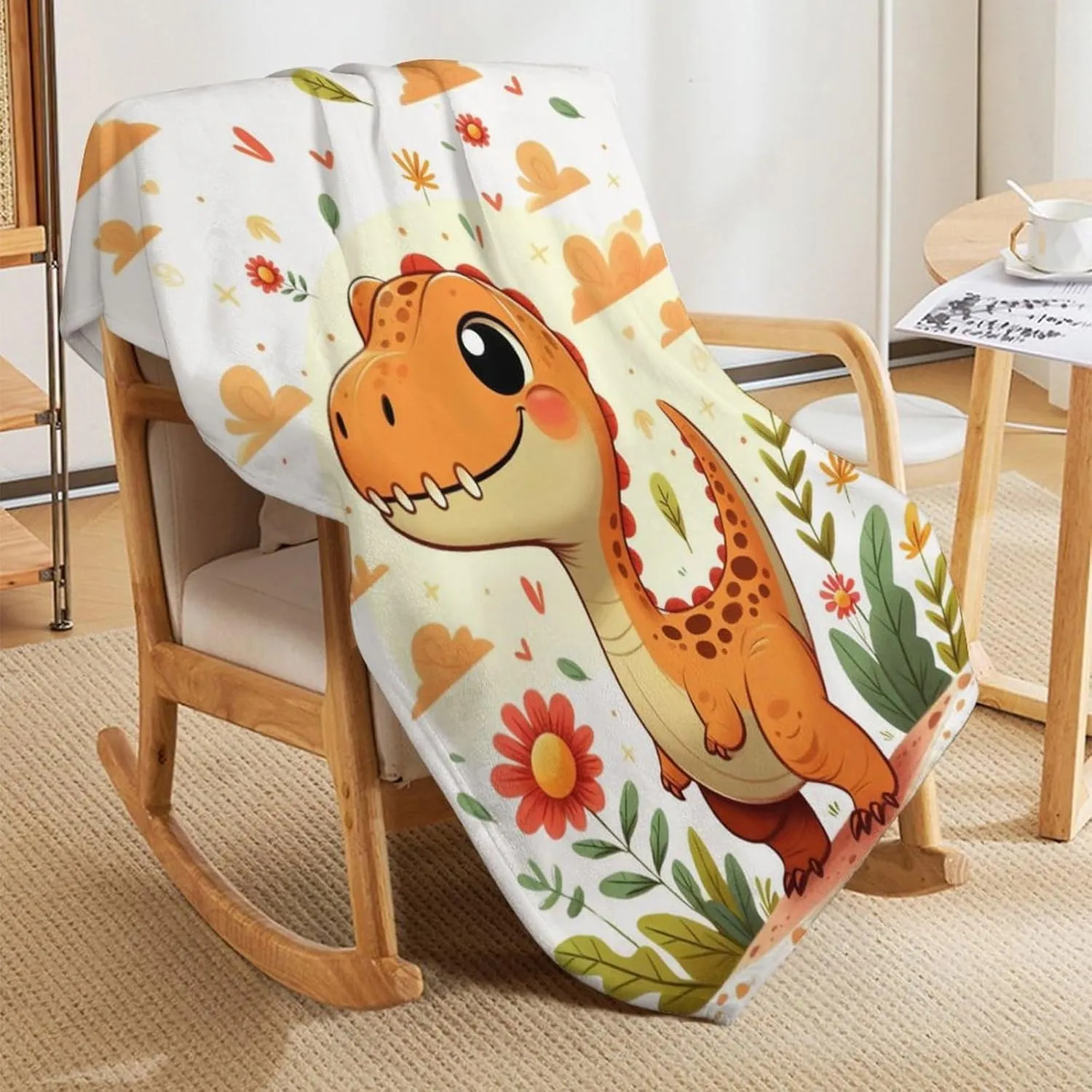 Dinosaur Throw Blanket - Soft Flannel Dinosaur Blankets for Girls Boys Kids Dinosaur Lovers - Warm Dinosaur Throw Blankets for All Season Lap, Chair, Sofa - 50"x40"