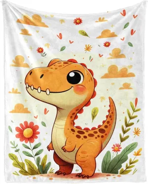 Dinosaur Throw Blanket - Soft Flannel Dinosaur Blankets for Girls Boys Kids Dinosaur Lovers - Warm Dinosaur Throw Blankets for All Season Lap, Chair, Sofa - 50"x40"