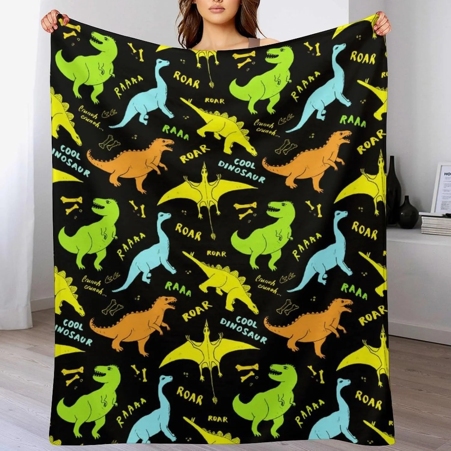 Dinosaur Throw Blanket - Soft Flannel Dinosaur Blankets for Girls Boys Kids Dinosaur Lovers - Warm Dinosaur Throw Blankets for All Season Lap, Chair, Sofa - 50"x40"