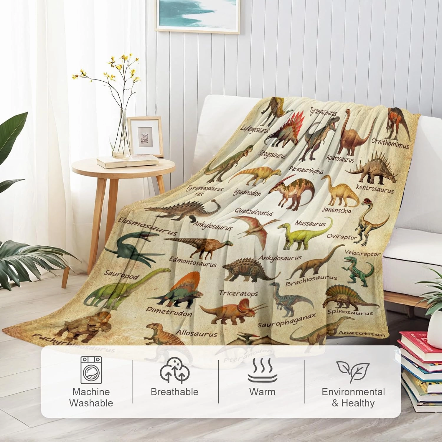 Dinosaur Blanket for Kids, Educational Gifts for Dinosaur Lovers Children Boy Girl, Jurassic World Dinosaurs Throw Blanket Ultra-Soft Skin-Friendly for Sofa Bed Home Dino Room Decor 50 * 60in