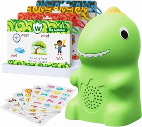 Dinosaur Talking Pen with Phonics Cards, Montessori Toys for Toddlers, Autism Sensory Interactive Toys, Educational Birthday ABC 123 Learning Set, 73PCS Flash Cards & 6 Stickers