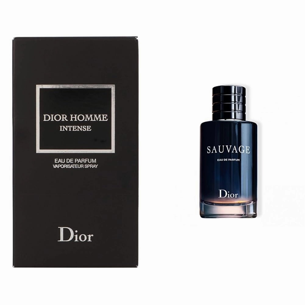 Dior Christian Men's Fragrance Bundle Homme Intense Eau de Parfum 3.4oz and Sauvage Eau De Parfum 3.4oz Spray