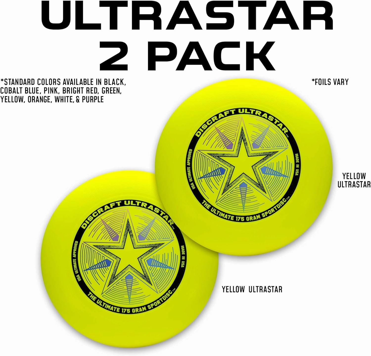 Discraft Ultrastar Ultimate Discs 1 & 2 Packs, Standard Size, for Competitive & Casual Play