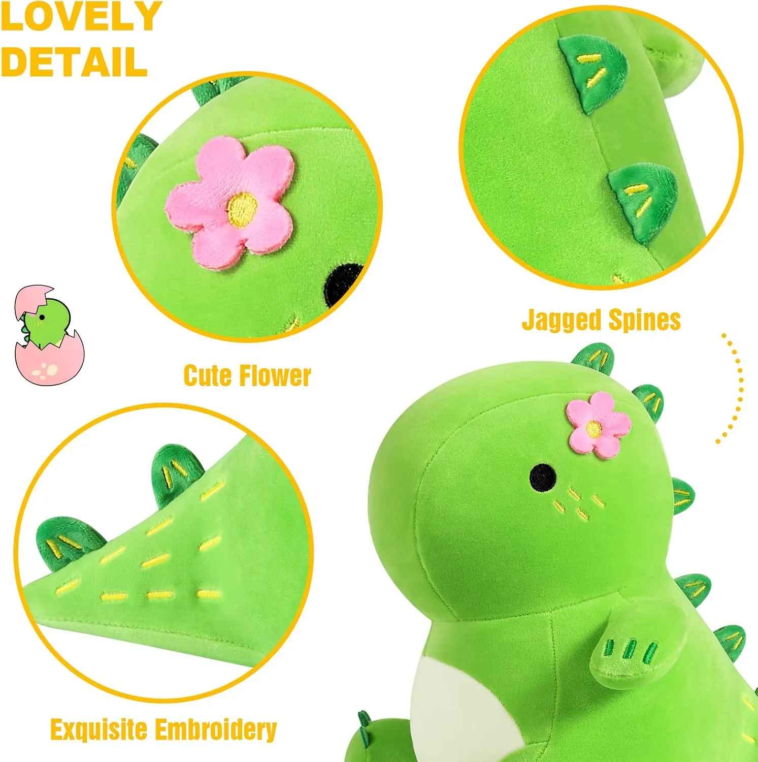 Ditucu Cute Dinosaur Cactus Stuffed Animals Toys Plush Dolls Super Soft Dino Plushies Birthday Gifts for Kids Girls Boys Green 12 inch