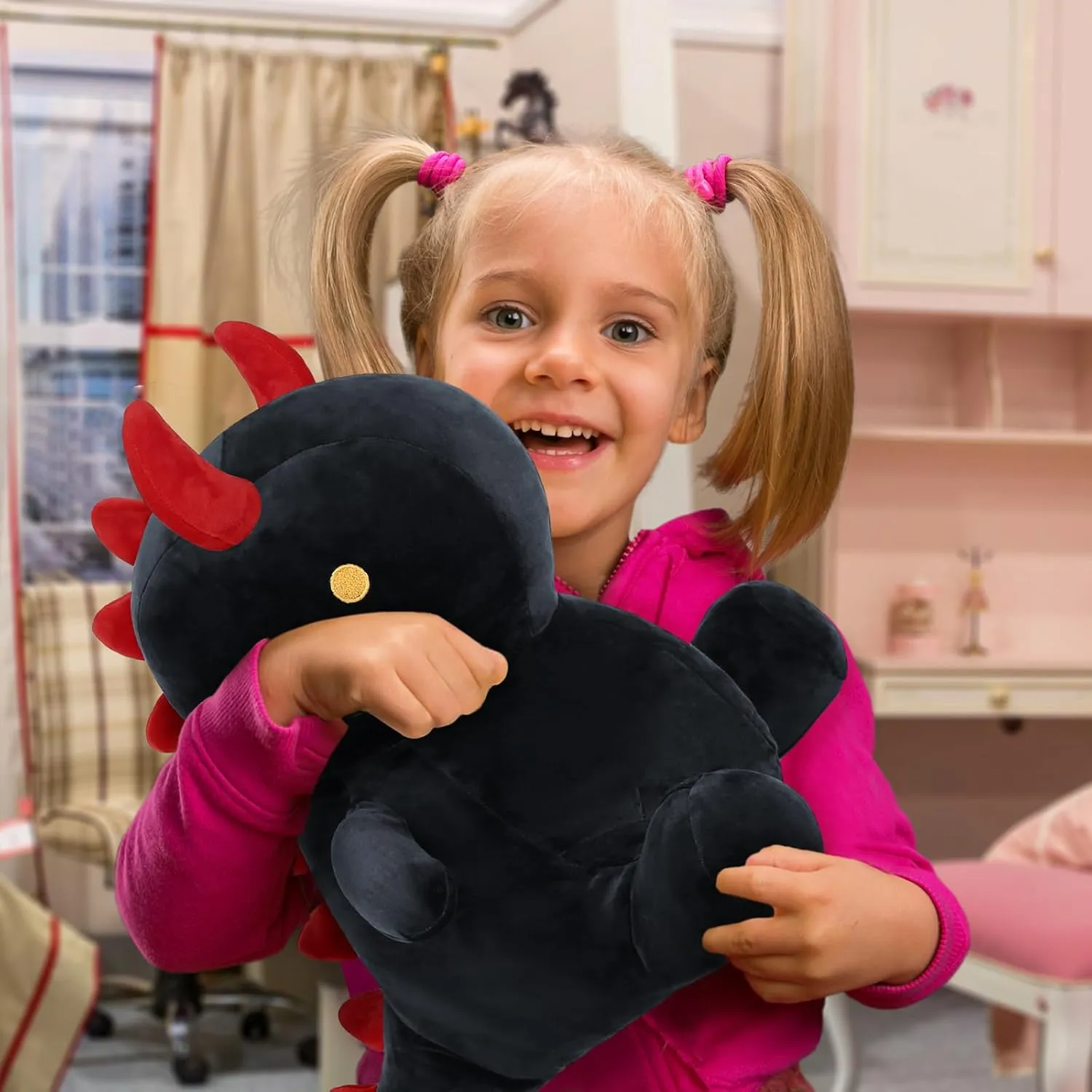 Ditucu Cute Dinosaur Plush Halloween Dino Stuffed Animals Plushies Toys Super Soft Dolls Birthday Gifts for Kids Girls Boys Black 12 inch