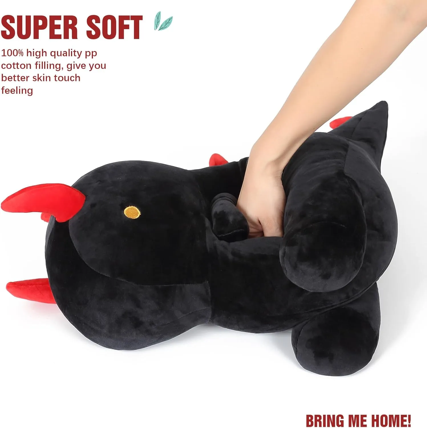 Ditucu Cute Dinosaur Plush Halloween Dino Stuffed Animals Plushies Toys Super Soft Dolls Birthday Gifts for Kids Girls Boys Black 12 inch