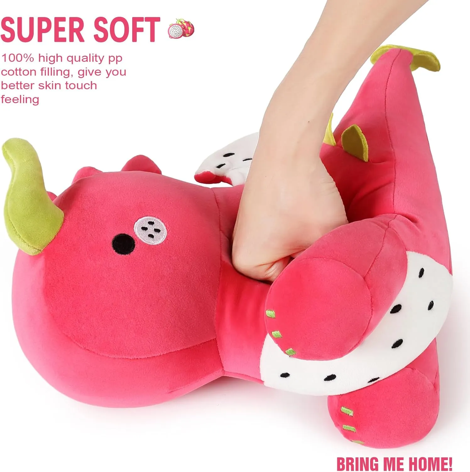 Ditucu Cute Dragon Fruit Dinosaur Plush Dino Stuffed Animal Plushies Toys Soft Dolls Birthday Gifts for Kids Girls Boys Red 10 inch