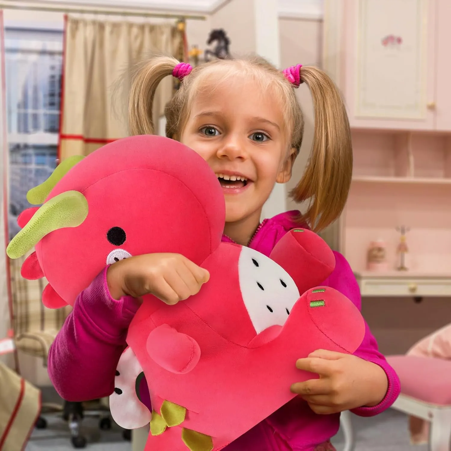 Ditucu Cute Dragon Fruit Dinosaur Plush Dino Stuffed Animal Plushies Toys Soft Dolls Birthday Gifts for Kids Girls Boys Red 10 inch
