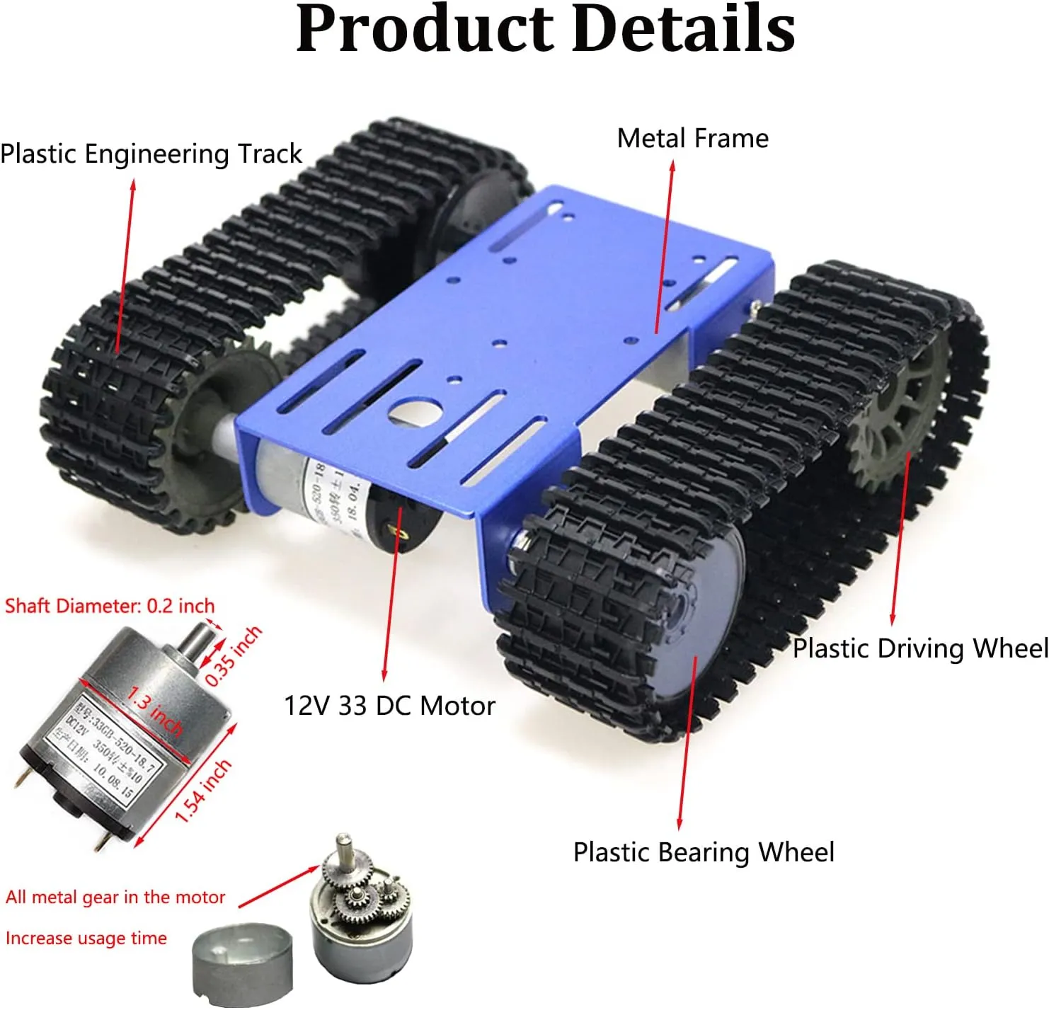 DIY Tracked Robot Chassis Smart Tank Car Chassis Kit with 2pcs Motor, Caterpillar Moving Robotic Tank Platform with Plastic Tracks for Arduino Raspberry Pie Microbit Python Steam (Blue)