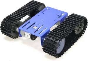 DIY Tracked Robot Chassis Smart Tank Car Chassis Kit with 2pcs Motor, Caterpillar Moving Robotic Tank Platform with Plastic Tracks for Arduino Raspberry Pie Microbit Python Steam (Blue)