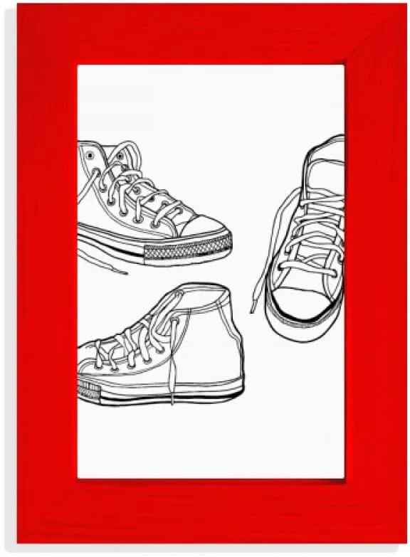 DIYthinker Hand Painted White Canvas Shoes Picture Display Art Red Photo Frame