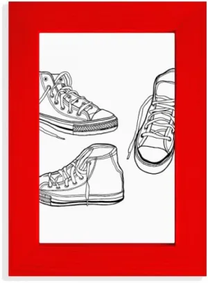 DIYthinker Hand Painted White Canvas Shoes Picture Display Art Red Photo Frame