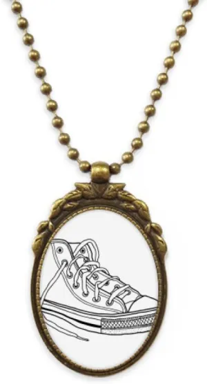 DIYthinker White Canvas Shoes Hand Painted Antique Necklace Vintage Bead Pendant Keychain