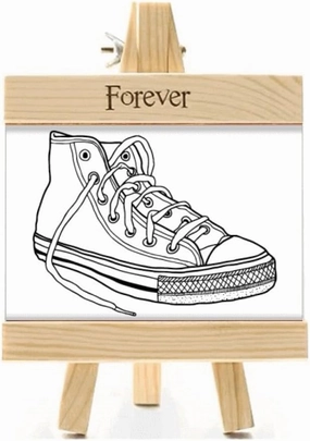 DIYthinker White Canvas Shoes Hand Painted Picture Frame Wood Table Top Display 4x6