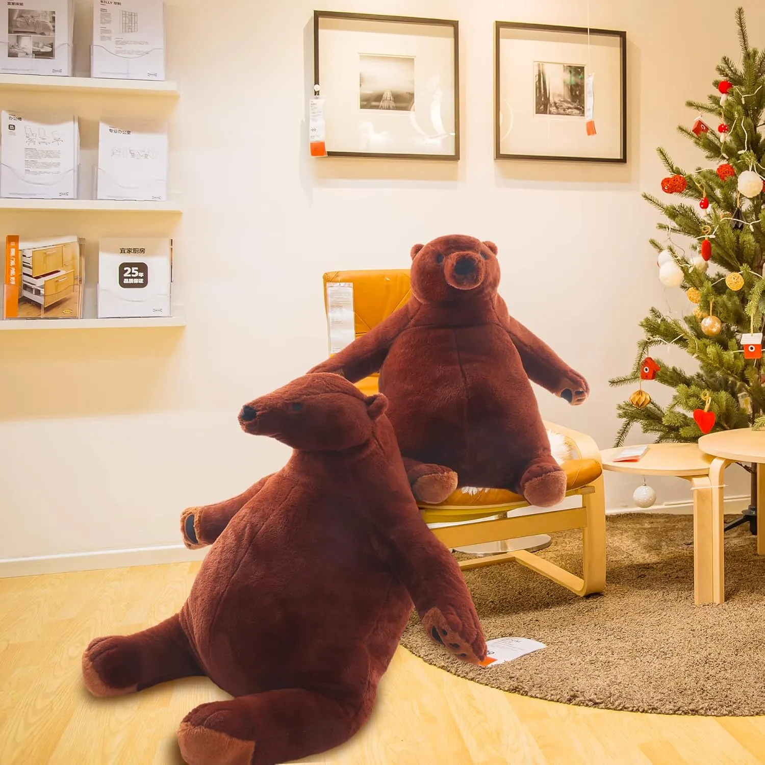 Djungelskog Bear Giant Simulation 100 cm Bear Toy Stuffed Animal Plush Doll Huge Cuddly Dark Brown Teddy Bear for Home Decoration Valentine's Birthday Gift, 39.3 in/100 cm