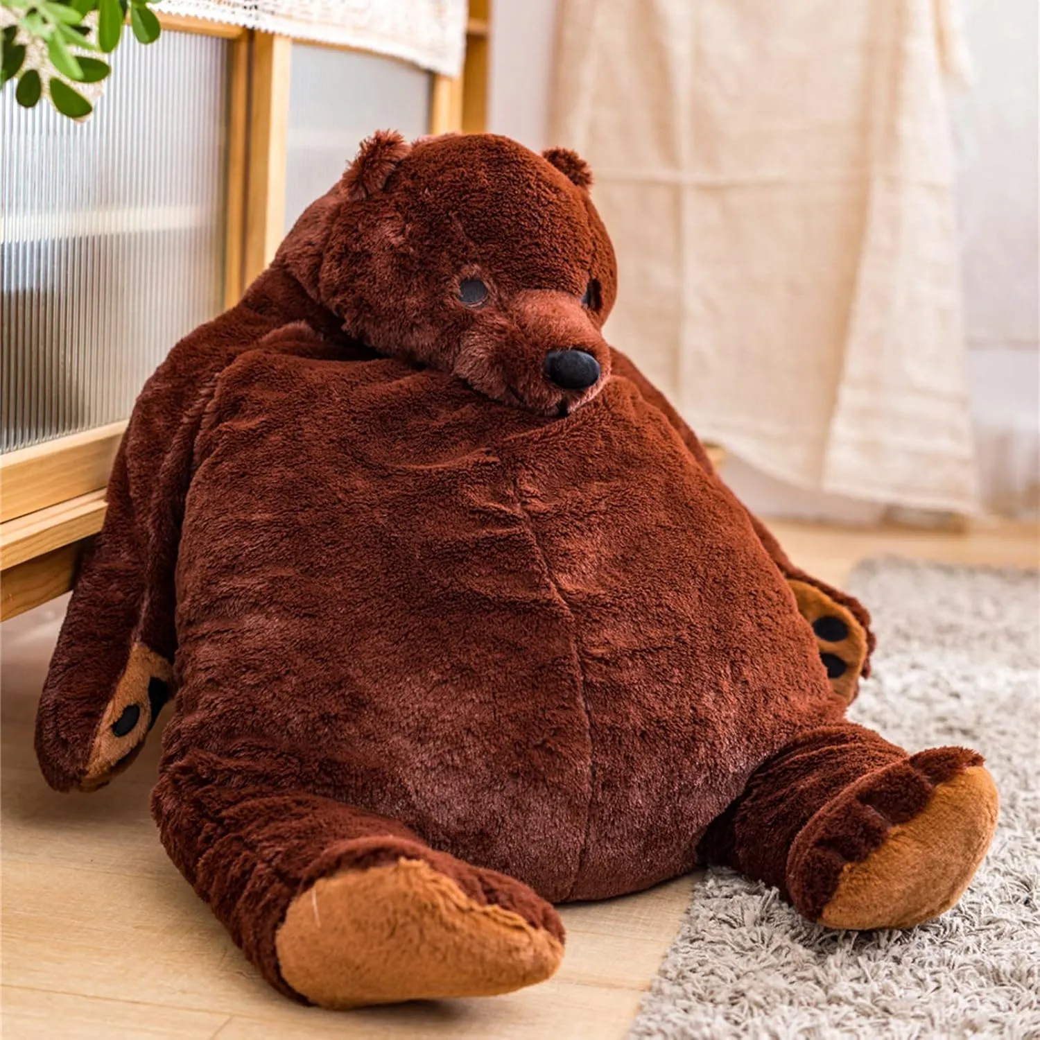 Djungelskog Bear Giant Simulation 100 cm Bear Toy Stuffed Animal Plush Doll Huge Cuddly Dark Brown Teddy Bear for Home Decoration Valentine's Birthday Gift, 39.3 in/100 cm