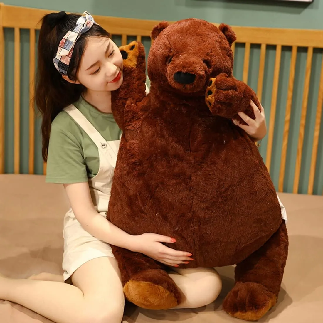 Djungelskog Bear Giant Simulation 100 cm Bear Toy Stuffed Animal Plush Doll Huge Cuddly Dark Brown Teddy Bear for Home Decoration Valentine's Birthday Gift, 39.3 in/100 cm
