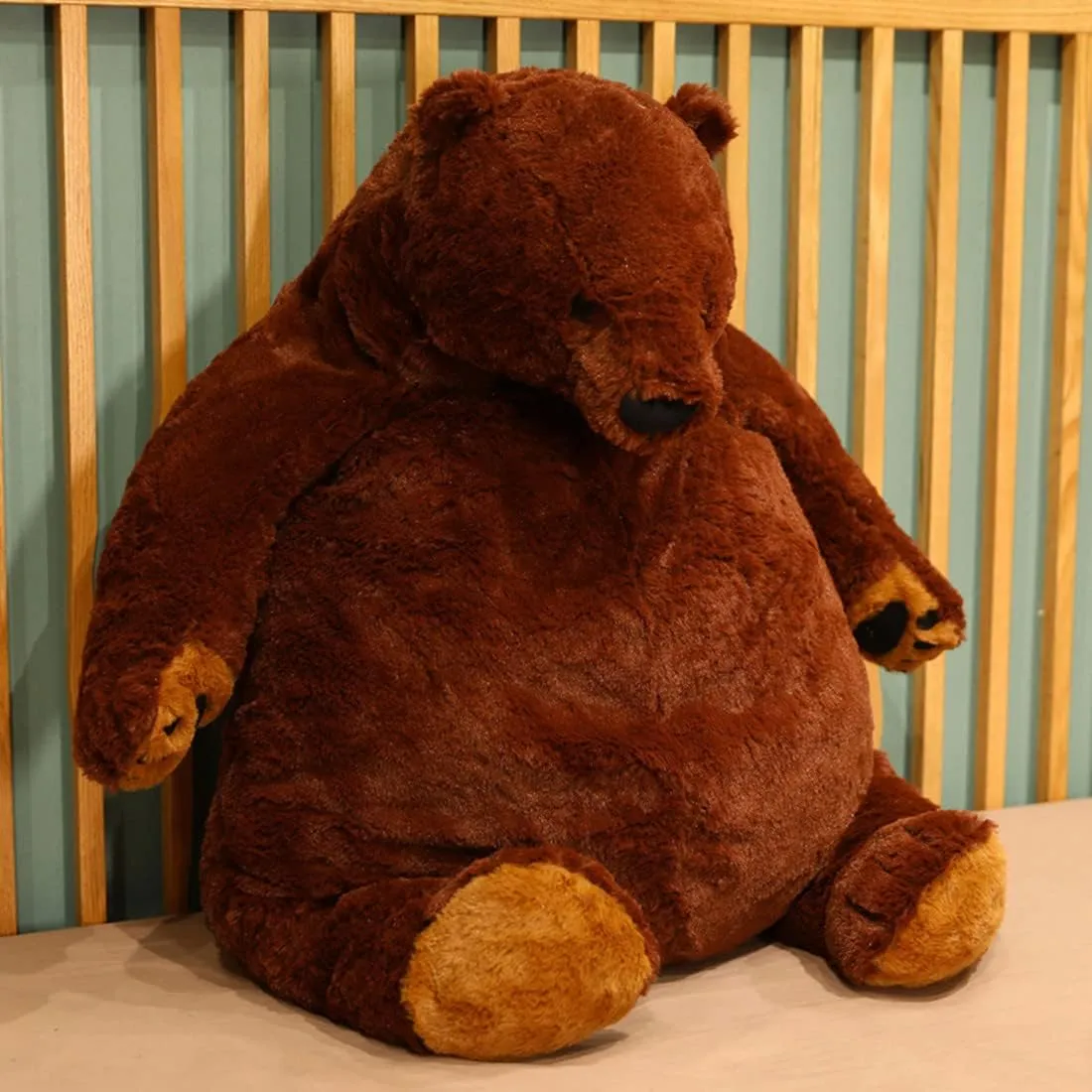 Djungelskog Bear Giant Simulation 100 cm Bear Toy Stuffed Animal Plush Doll Huge Cuddly Dark Brown Teddy Bear for Home Decoration Valentine's Birthday Gift, 39.3 in/100 cm