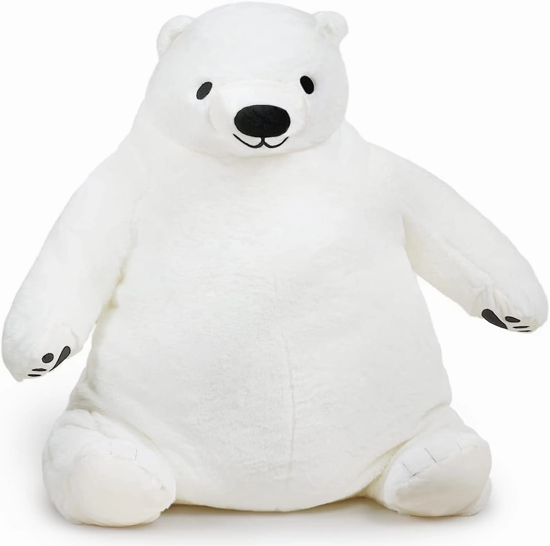 Djungelskog Bear Giant Simulation Bear Toy 2024 Polar Bears Stuffed Animal Plush Huge Cuddly Doll for Home Decoration Valentine's Birthday Gift, 39.3 in/100 cm, White