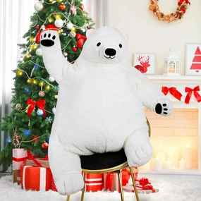 Djungelskog Bear Giant Simulation Bear Toy 2024 Polar Bears Stuffed Animal Plush Huge Cuddly Doll for Home Decoration Valentine's Birthday Gift, 39.3 in/100 cm, White