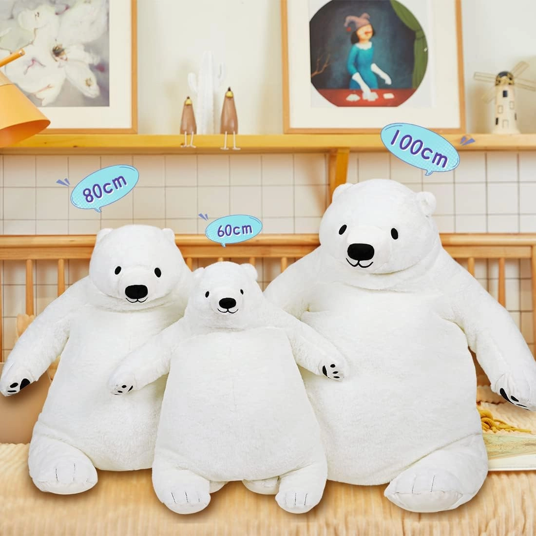 Djungelskog Bear Giant Simulation Bear Toy 2024 Polar Bears Stuffed Animal Plush Huge Cuddly Doll for Home Decoration Valentine's Birthday Gift, 39.3 in/100 cm, White