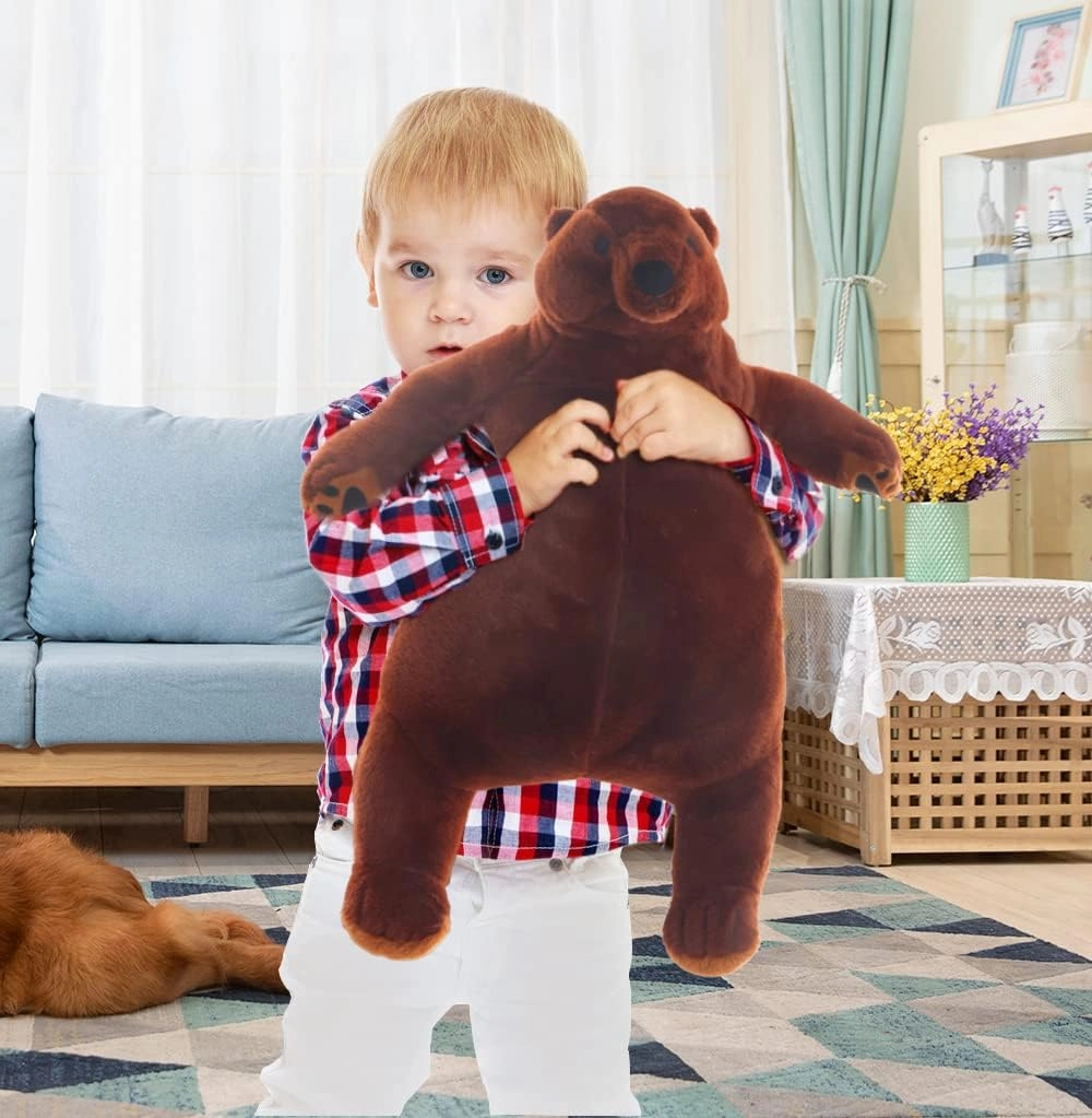 Djungelskog Bear Giant Simulation Bear Toy Stuffed Animal Plush Doll Huge Cuddly Brown Teddy Bear for Home Decoration Valentine's Birthday Gift, 23.6 in/60 cm