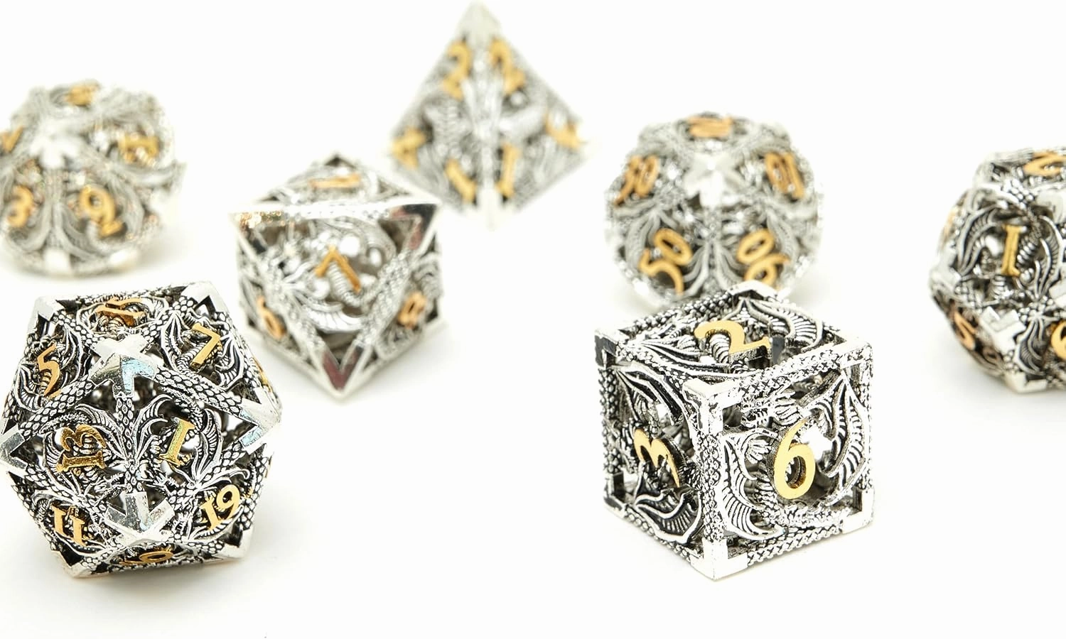 DND Dice Set Metal Dice Dungeons and Dragons Dice Gift Polyhedral Dice Set Role Playing Dice D20 Hollow Polyhedral Dice Set for Dungeons and Dragons RPG MTG Table Games