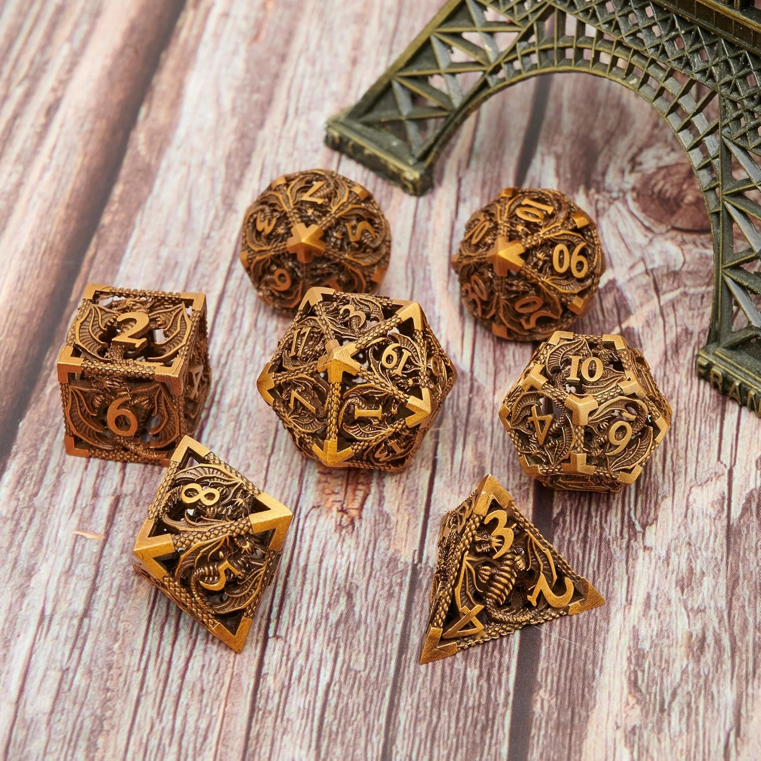 DND Dice Set Metal Dice Dungeons and Dragons Dice Gift Polyhedral Dice Set Role Playing Dice D20 Hollow Polyhedral Dices Sets for Dungeons and Dragons RPG MTG Table Games