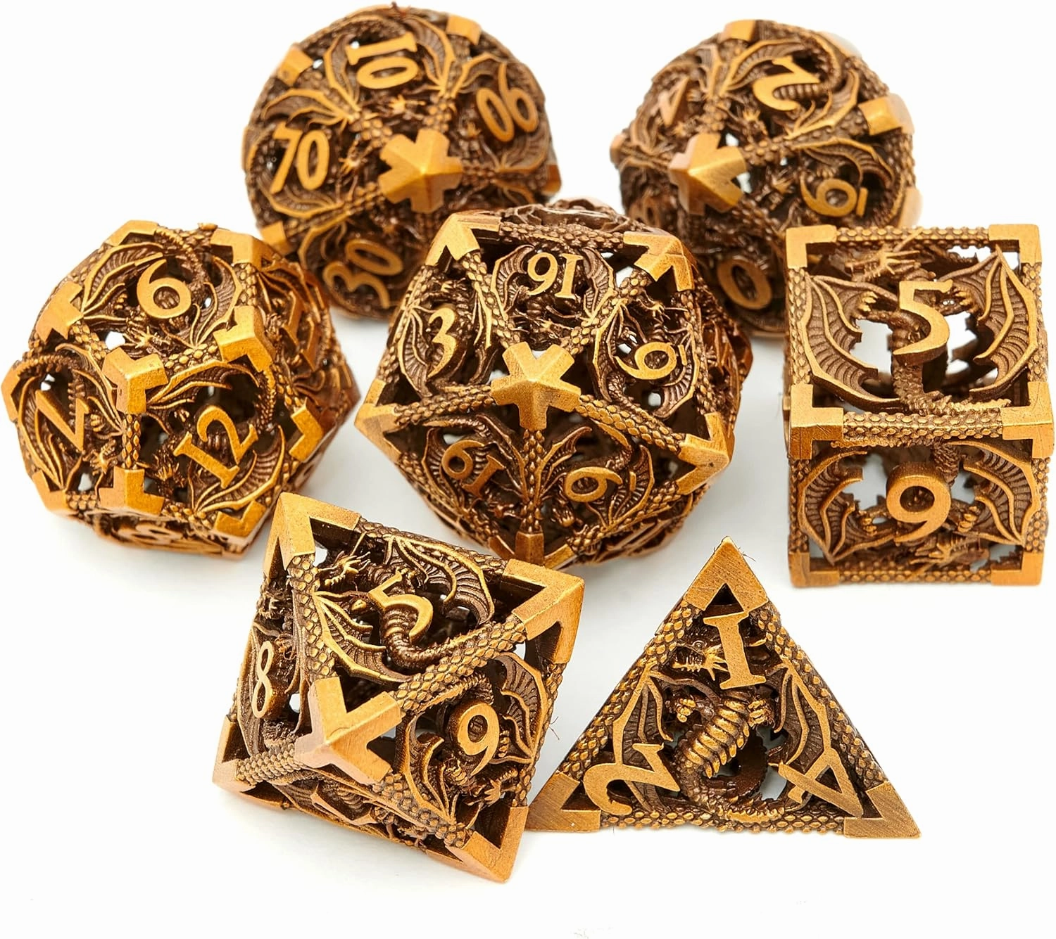 DND Dice Set Metal Dice Dungeons and Dragons Dice Gift Polyhedral Dice Set Role Playing Dice D20 Hollow Polyhedral Dices Sets for Dungeons and Dragons RPG MTG Table Games