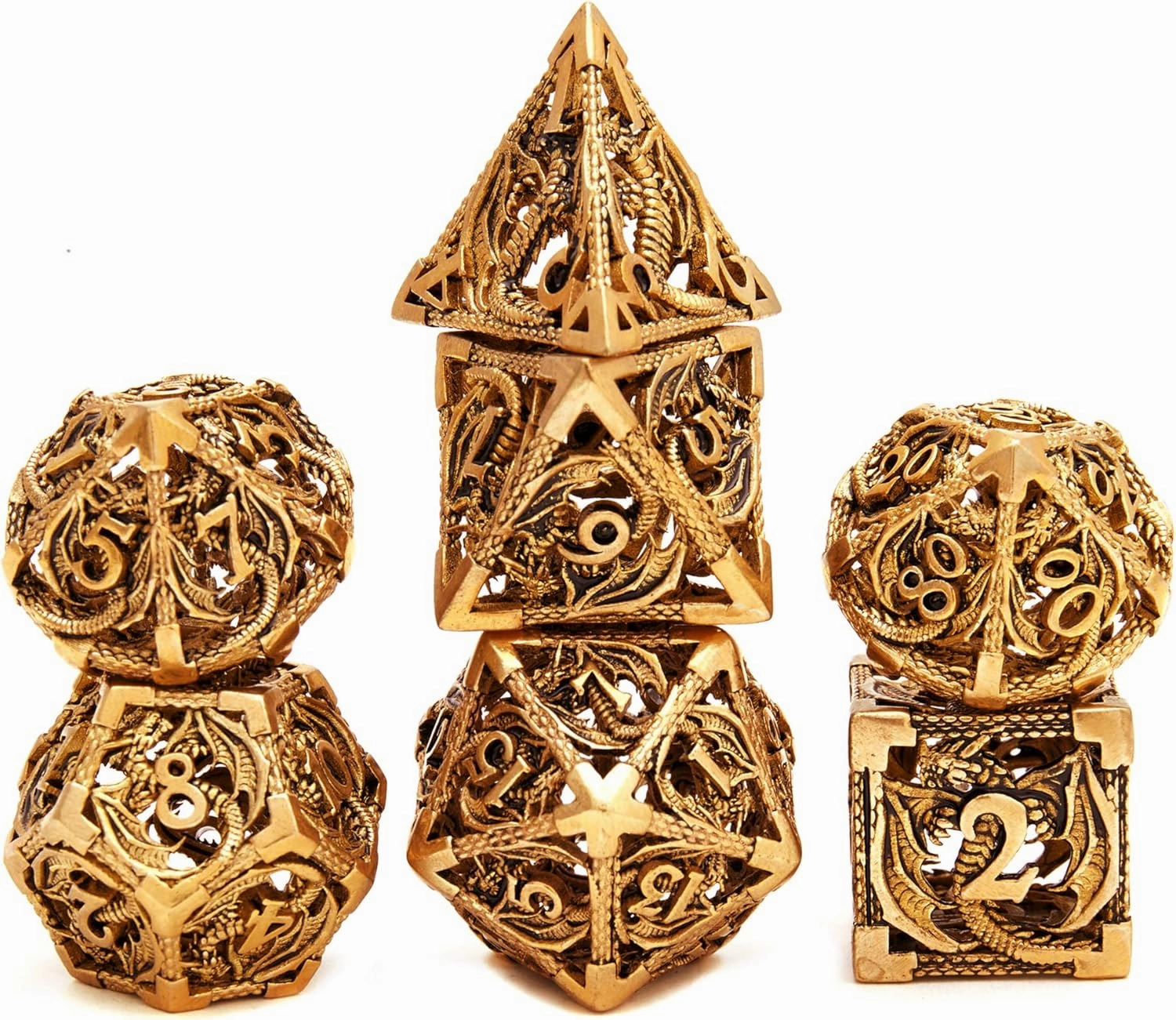 DND Dice Set Metal Dice Dungeons and Dragons Dice Gift Polyhedral Dice Set Role Playing Dice D20 Hollow Polyhedral Dices Sets for Dungeons and Dragons RPG MTG Table Games