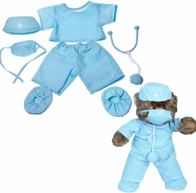 Doctor Scrubs Outfit for 14-18 inch Stuffed Animals – Medical Costume Set with Shirt Pants Mask, Teddy Bear Dress Up Clothes, Pretend Play Vet Uniform for Plush Toys