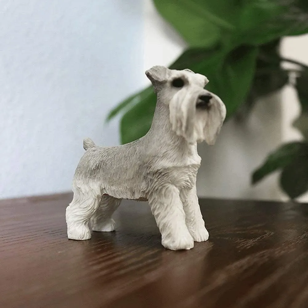 Dog Model Realistic Animals Models Simulation Mini Schnauzer Dog Model Car Decoration Resin Crafts Decoration Collection (Size : 9x4x7.5cm)