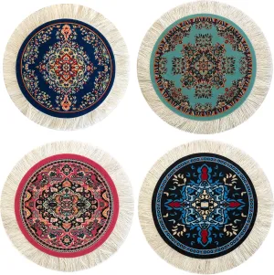 Dollhouse Rugs - Miniature Carpets for Dolls - Round - 5" - Set of 4