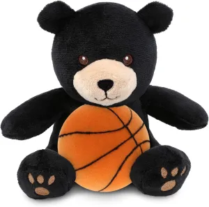 DolliBu Black Bear Stuffed Animal with Basketball Plush - Soft Huggable Black Bear, Adorable Playtime Plush Toy, Cute Wildlife Gift, Personalized Plush Doll Animal Toy for Kids and Adults - 6 Inches