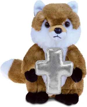 DolliBu Fox Stuffed Animal with Silver Cross Plush – Religious Baptism Gifts for Boys and Girls, Dedication Christening Gifts Plush Prayer Toy Healing Stuffed Animal – 9.5 Inches