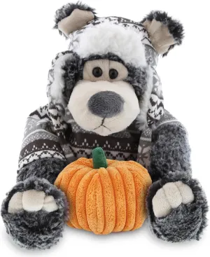 DolliBu Halloween Stuffed Animal Black Bear with Clothes Plush with Pumpkin - Stuffed Animal with Small Pumpkin Plush Perfect Halloween Plush Toys, Pumpkin Plush Toy for Baby, Kids, Adults - 9 Inches