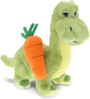 DolliBu Happy Easter Super Soft Plush Green Dinosaur with Carrot - Cute Stuffed Animals with Carrot Plush Toy, Perfect Easter Holiday Surprise Gift - 10" Inch