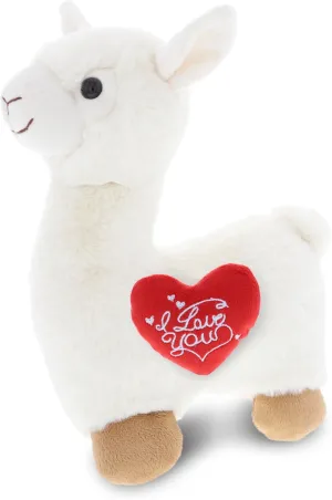 DolliBu I Love You Valentine Plush White Llama - Cute Stuffed Animal with Red Heart and Name Personalization Gift for Valentines Day, Birthday, Anniversary, Romantic Date - 11 Inches