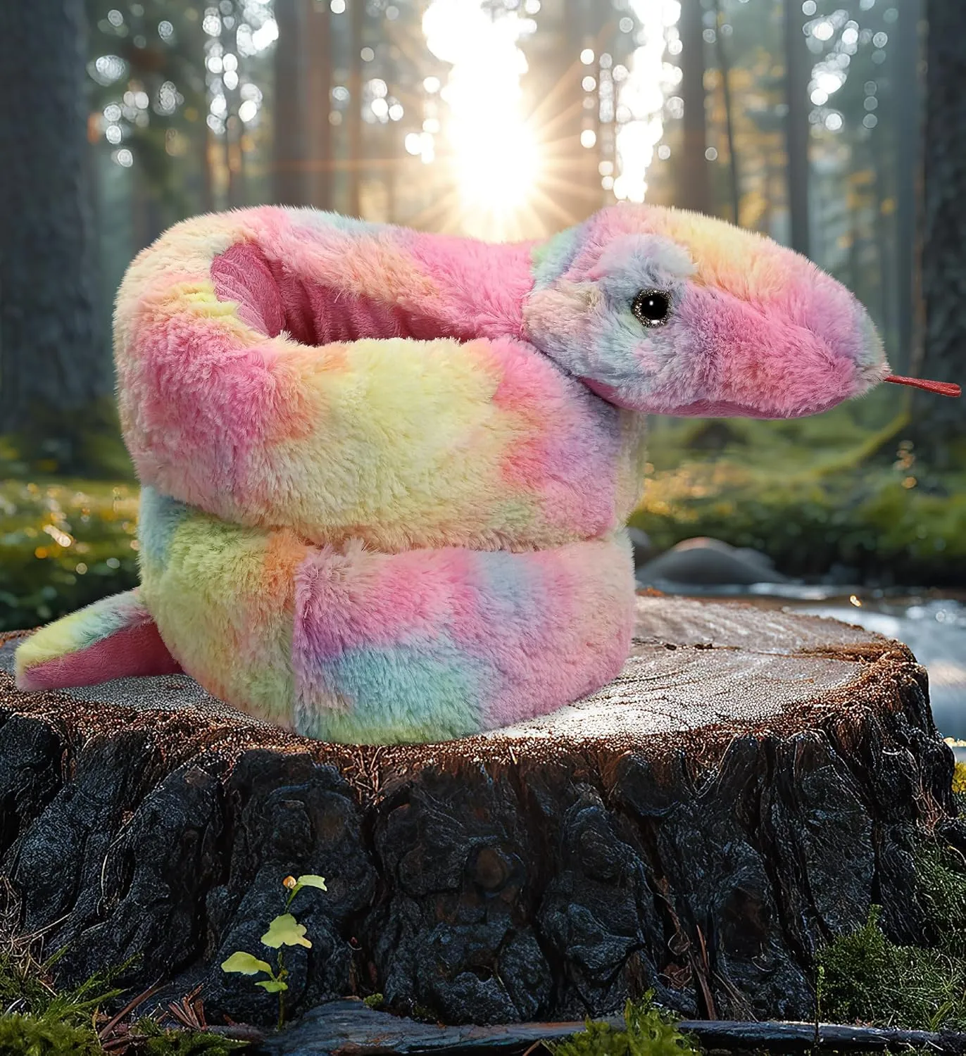 DolliBu Rainbow Tie-Dye Snake Stuffed Animal - Huggable Snake Plush, Adorable Playtime Toy, Cute Wildlife Cuddle Gift - Super Soft Plush Doll Animal Toy for Kids and Adults - 60 Inches