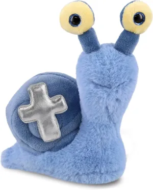 DolliBu Super Soft Blue Snail Stuffed Animal with Silver Cross Plush - Religious Baptism Gifts for Boys and Girls, Dedication Christening Gifts Plush Prayer Toy Healing Teddy Bear - 5.5 Inches