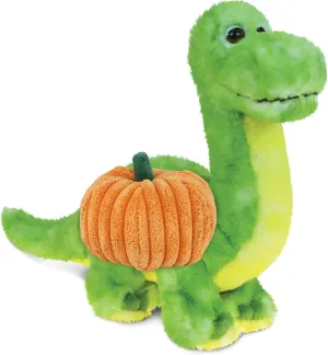 DolliBu Super Soft Green Dinosaur Stuffed Animal with Pumpkin Plush Decor - Dinosaur Pumpkin Plush Animal for Fall, Halloween and Thanksgiving, Pumpkin Plush Toy for Baby, Kids, Adults - 10 Inches