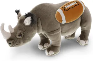 DolliBu Wild Rhino Stuffed Animal with Football Plush - Soft Huggable Rhinoceros, Adorable Playtime Rhino Plush Toy, Cute Wildlife Gift, Personalized Plush Doll Animal Toy for Kids, Adults - 16 Inches