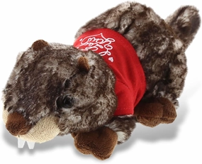 DolliBu I Love You Valentine Plush Lying Brown Marmot - Cute Stuffed Animal with Red Shirt and Name Personalization Gift for Valentines Day, Birthday, Anniversary - 11 Inches