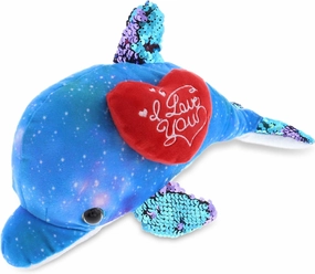 DolliBu I Love You Valentine Plush Purple Dolphin - Cute Stuffed Animal with Red Heart and Name Personalization Gift for Valentines Day, Birthday, Anniversary, Romantic Date - 12 Inches