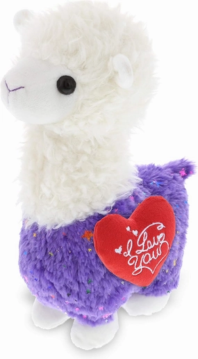 DolliBu I Love You Valentine Plush Purple Llama - Cute Stuffed Animal with Red Heart and Name Personalization Gift for Valentines Day, Birthday, Anniversary, Romantic Date - 11.5 Inches