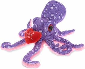 DolliBu I Love You Valentine Plush Purple Octopus - Cute Stuffed Animal with Red Heart and Name Personalization Gift for Valentine's Day, Birthday, Anniversary, Romantic Date - 12 Inches