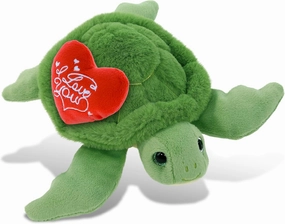 DolliBu I Love You Valentine Plush Super Soft Green Sea Turtle - Cute Stuffed Animal with Red Heart and Name Personalization Gift for Valentines Day, Birthday, Anniversary, Romantic Date - 6.5 Inches
