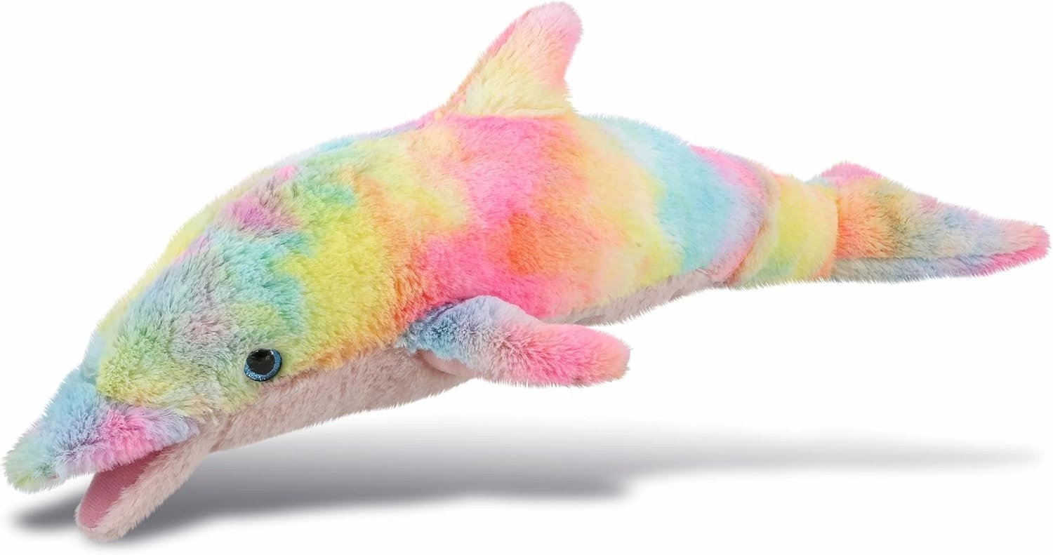 DolliBu Rainbow Dolphin Stuffed Animal – Soft Huggable Dolphin Stuffed Toy, Adorable Playtime Ocean Plush Toy, Cute Cuddle Gifts for Kids and Adults – 18 Inches